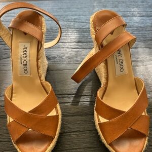 Jimmy Choo Brown Leather Wedges